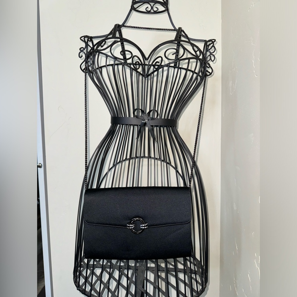 Vintage Black Rodo Italy Crossbody Purse